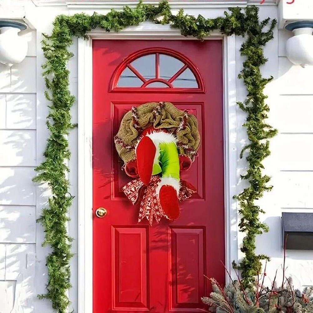 Grinch Thief Burlap Wreath • Front Door • Room • Christmas Tree • Holiday Décor